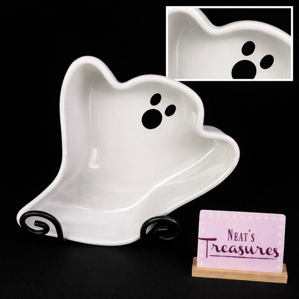 Chantal WHITE GHOST Ceramic 1QT Ghostly Shape Dish Oven Safe Baking Serving Dish